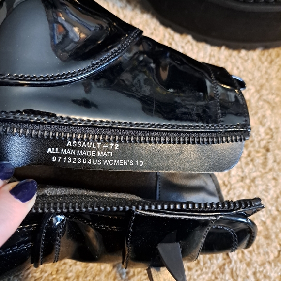 Black Patent Spike-Embellished Women's Ankle Boots - Picture 6 of 6